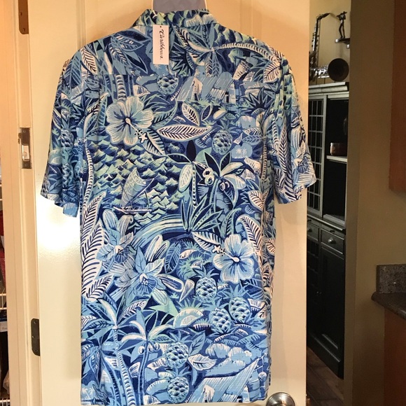 Caribbean Roundtree & Yorke tropical button down short sleeve collared shirt M - Picture 10 of 16